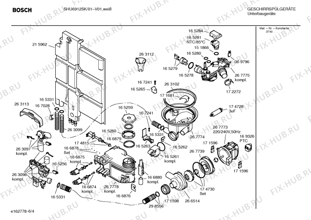 Взрыв-схема посудомоечной машины Bosch SHU6912SK Mixx - Схема узла 04