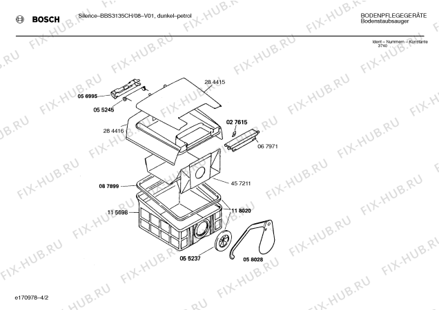 Схема №2 BBS3135CH SILENCE с изображением Панель для электропылесоса Bosch 00096395