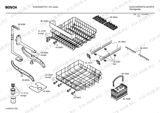 Взрыв-схема посудомоечной машины Bosch SGS4492EP - Схема узла 06