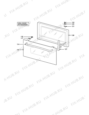 Взрыв-схема плиты (духовки) Tricity Bendix SIE533BK - Схема узла H10 Grill door assy