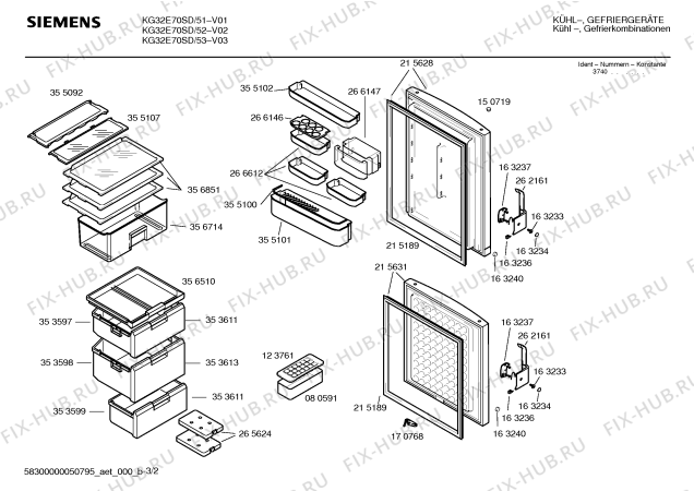 Схема №1 KG32E70SD с изображением Передняя панель для холодильника Siemens 00356854