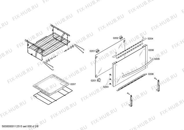 Взрыв-схема плиты (духовки) Bosch HEK66A44E9 P3 76 EMB SILVER GE 127V (CKD) - Схема узла 02