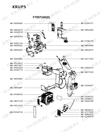 Взрыв-схема микроволновой печи Krups F7957240(0) - Схема узла 4P002452.0P4