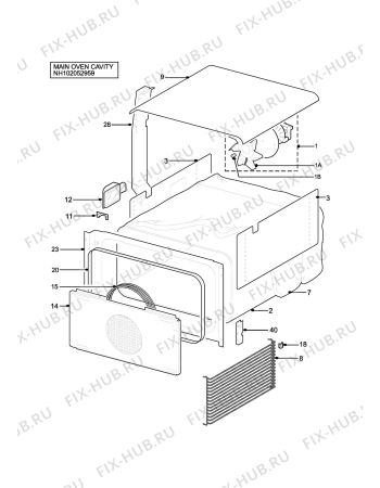 Взрыв-схема плиты (духовки) Aeg 3210BU-G2 (GREEN) - Схема узла H10 Main Oven Cavity (large)