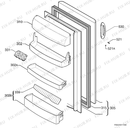 Взрыв-схема холодильника Zanussi ZRC250S8 - Схема узла Door 003