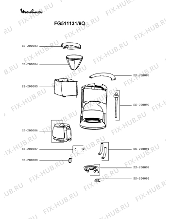 Схема №1 FG511131/9Q с изображением Крышка для электрокофеварки Moulinex SS-200083