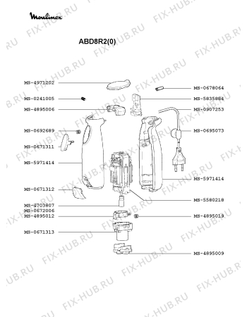 Взрыв-схема блендера (миксера) Moulinex ABD8R2(0) - Схема узла 3P000857.1P2