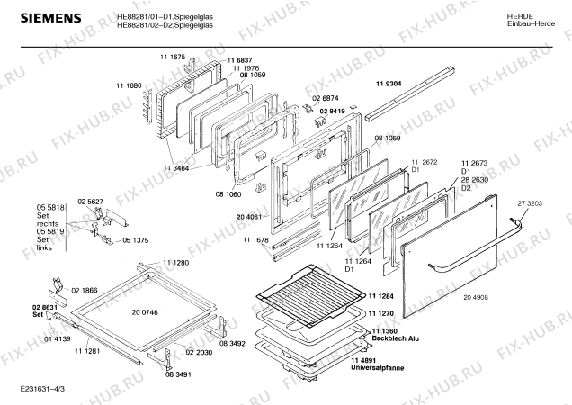 Схема №2 HE88280 с изображением Панель для плиты (духовки) Siemens 00273202