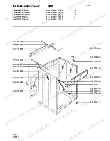 Взрыв-схема стиральной машины Aeg LAVW805-W I - Схема узла Housing 001