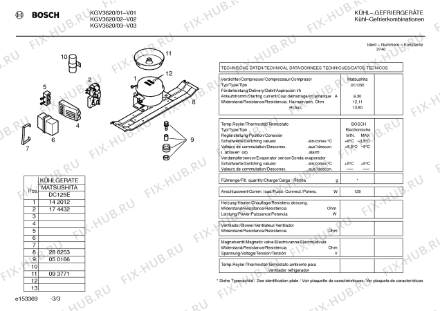 Взрыв-схема холодильника Bosch KGV3620 - Схема узла 03