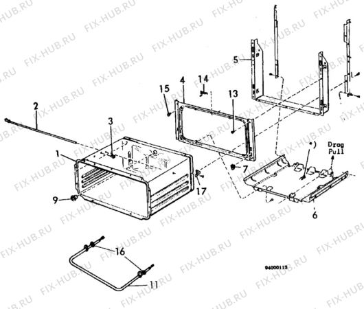 Взрыв-схема посудомоечной машины Unknown CF6450 - Схема узла H10 Oven Cavity (small)