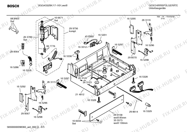 Схема №1 SGG4332SK с изображением Инструкция по эксплуатации для электропосудомоечной машины Bosch 00524129