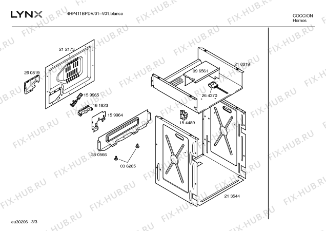 Взрыв-схема плиты (духовки) Lynx 4HP411BPDV 4dv411bp - Схема узла 03