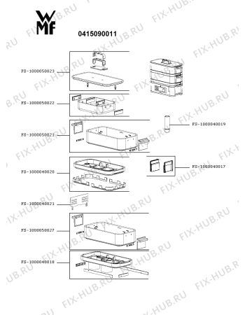 Схема №1 0415090011 с изображением Корпусная деталь для мультиварки (пароварки) Seb FS-1000040020
