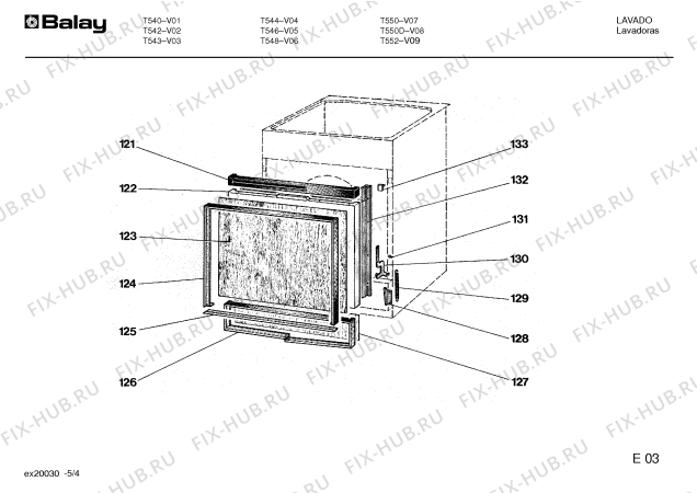 Взрыв-схема стиральной машины Balay T550 - Схема узла 04