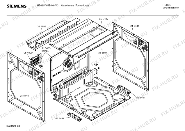 Взрыв-схема плиты (духовки) Siemens HB48074GB - Схема узла 05