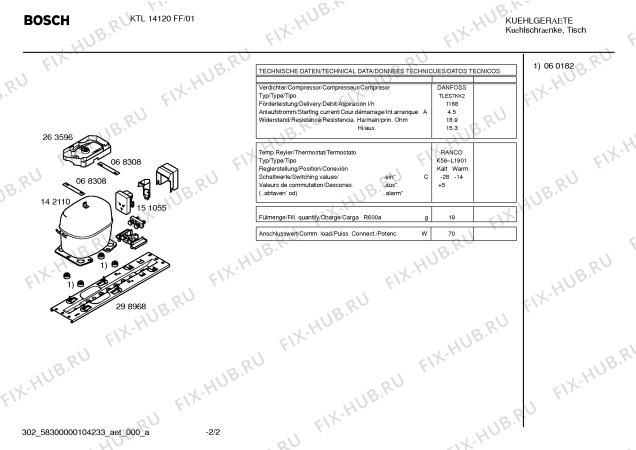 Взрыв-схема холодильника Bosch KTL14120FF - Схема узла 02