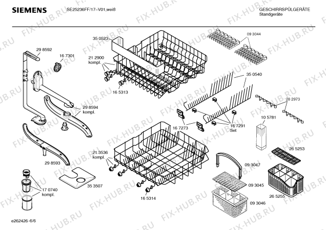Взрыв-схема посудомоечной машины Siemens SE25236FF - Схема узла 06