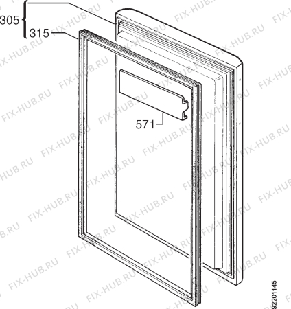 Взрыв-схема холодильника Zanussi ZVF45RAL - Схема узла Door 003
