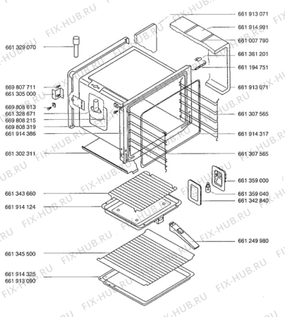 Взрыв-схема плиты (духовки) Aeg 5211V-W - Схема узла Oven
