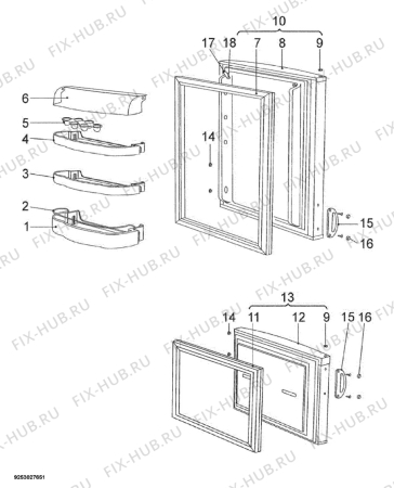 Взрыв-схема холодильника Zanussi ZRB26O - Схема узла Door 003