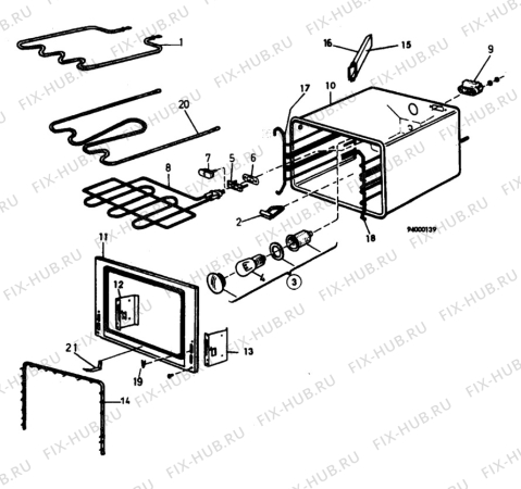 Взрыв-схема холодильника Elektro Helios SG559 - Схема узла H10 Main Oven Cavity (large)