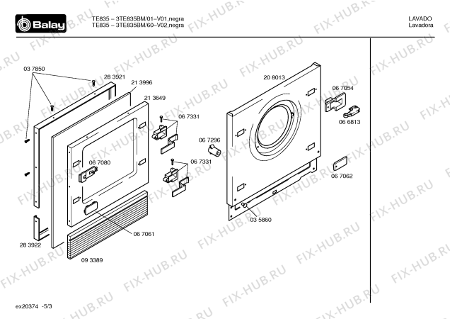 Схема №1 3TE835BM TE835 с изображением Кнопка для стиралки Bosch 00187490