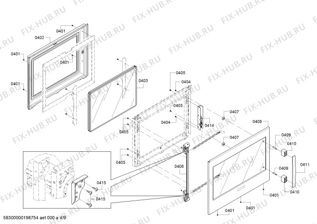 Схема №3 HBLP651LUC Bosch с изображением Внешняя дверь для плиты (духовки) Bosch 00771593