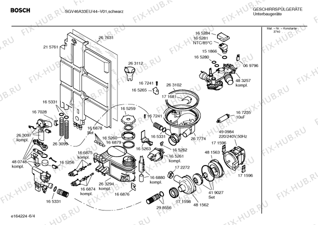 Взрыв-схема посудомоечной машины Bosch SGV46A33EU - Схема узла 04