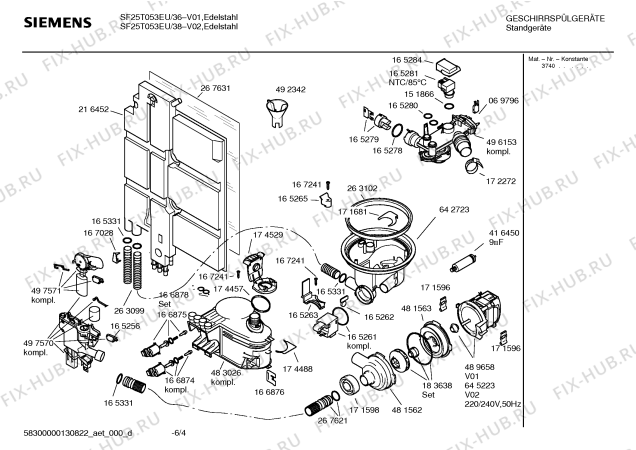 Схема №4 SF25T053EU с изображением Инструкция по эксплуатации для посудомойки Siemens 00692400