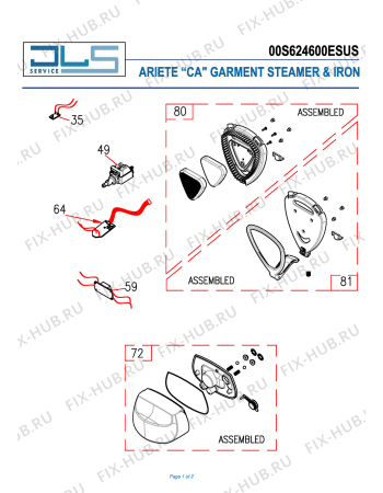 Схема №1 GARMENT STEAMER & IRON с изображением Микропереключатель для электроутюга ARIETE AT5075710200