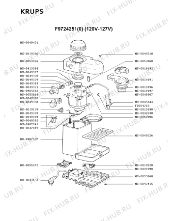 Взрыв-схема кофеварки (кофемашины) Krups F9724251(0) - Схема узла CP001862.4P2