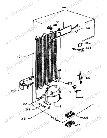 Взрыв-схема холодильника Castor CM244DT - Схема узла Refrigerator cooling system