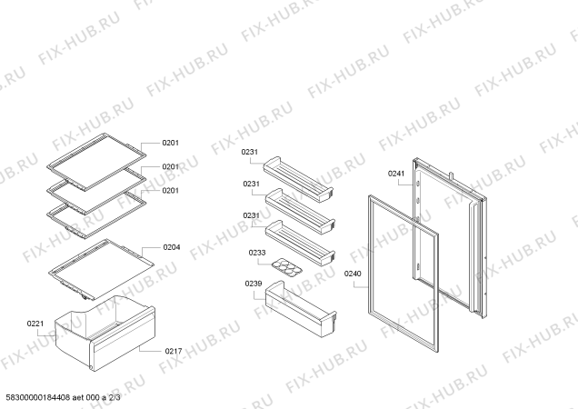 Схема №2 KIL32AD40 с изображением Уплотнитель двери для холодильной камеры Bosch 00713093