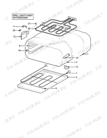 Взрыв-схема плиты (духовки) Electrolux EOD6365G - Схема узла H10 Grill cavity assy