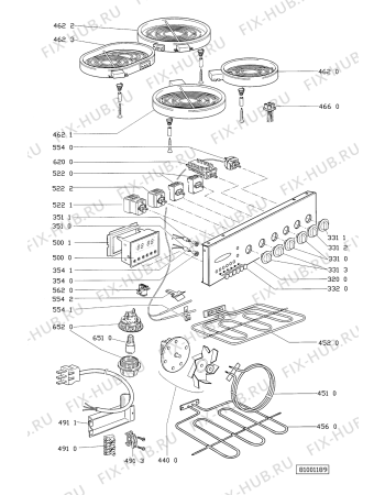Взрыв-схема плиты (духовки) Whirlpool ACM 370/1 N - Схема узла