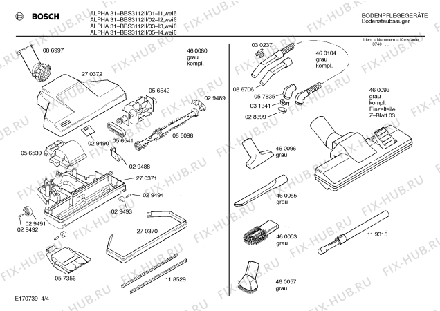 Взрыв-схема пылесоса Bosch BBS3112II ALPHA 31 - Схема узла 04