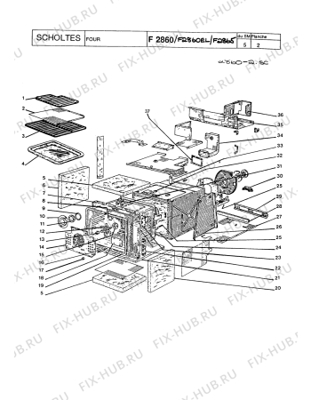 Взрыв-схема плиты (духовки) SCHOLTES F2860 (CCF2860) - Схема узла