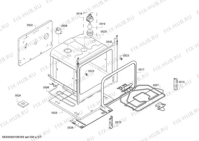 Взрыв-схема плиты (духовки) Bosch HGD645150R - Схема узла 05