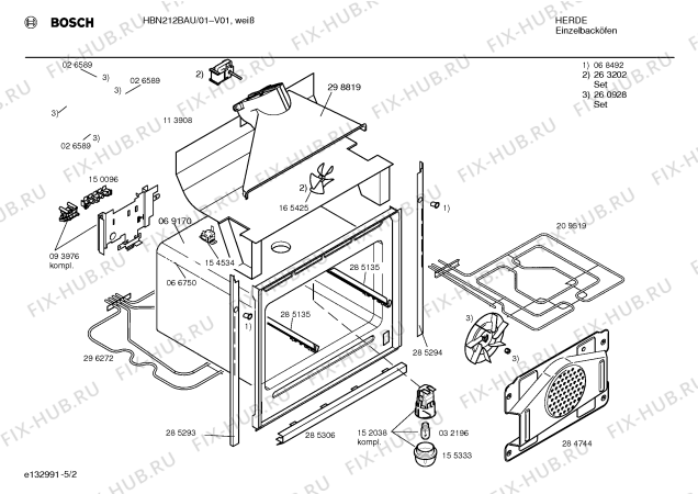 Взрыв-схема плиты (духовки) Bosch HBN212BAU - Схема узла 02