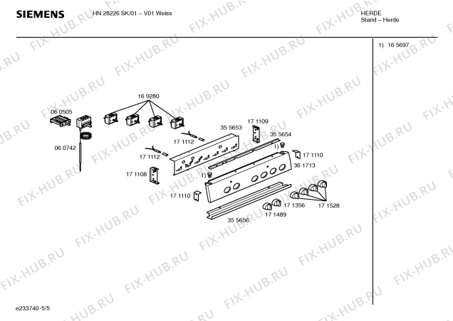 Взрыв-схема плиты (духовки) Siemens HN28226SK - Схема узла 05