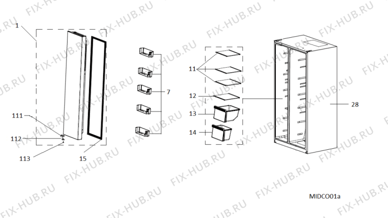 Схема №1 SXBHAE925 (F105543) с изображением Дверь для холодильника Indesit C00512283