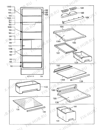 Взрыв-схема холодильника Electrolux ER3817C - Схема узла Internal parts