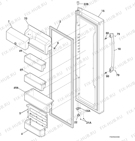 Взрыв-схема холодильника Aeg Electrolux S85628SK2 - Схема узла Refrigerator door