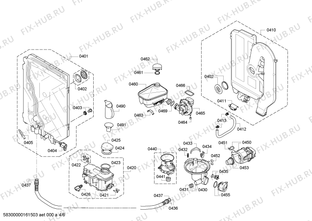 Взрыв-схема посудомоечной машины Bosch SMU69U35EU Active Water Eco² - Схема узла 04