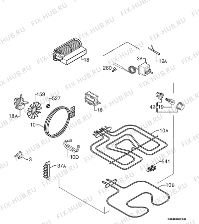 Взрыв-схема плиты (духовки) Electrolux EKD60005W - Схема узла Electrical equipment 268