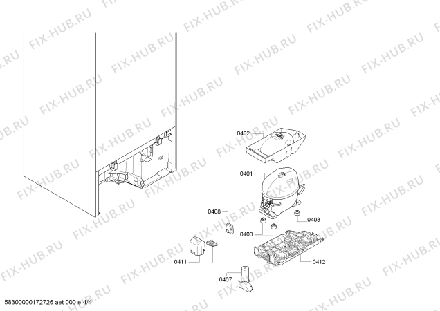 Взрыв-схема холодильника Siemens KI81RAF30M, SIEMENS - Схема узла 04