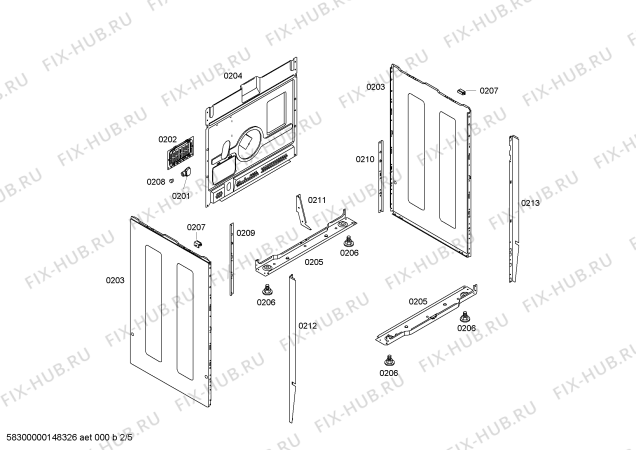 Взрыв-схема плиты (духовки) Siemens HD641210G - Схема узла 02