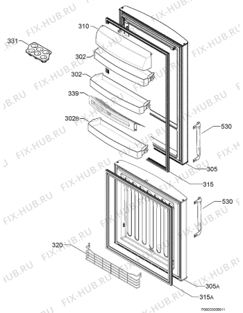 Взрыв-схема холодильника Electrolux ENB43399W - Схема узла Door 003