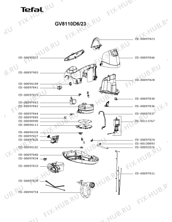 Взрыв-схема утюга (парогенератора) Tefal GV8110D6/23 - Схема узла CP002794.8P2